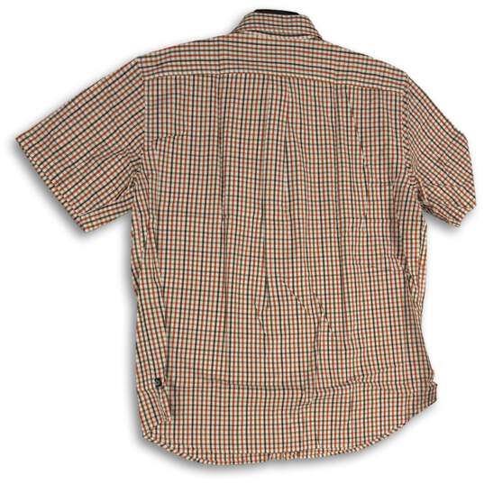 NWT Chaps Mens Brown Orange Plaid Spread Collar Short Sleeve Button-Up Shirt XXL image number 2