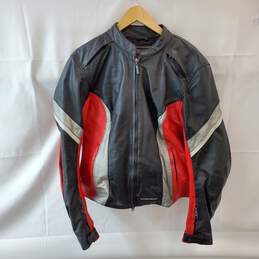 Black with Red and Gray Women's Motorcycle Jacket Size XL