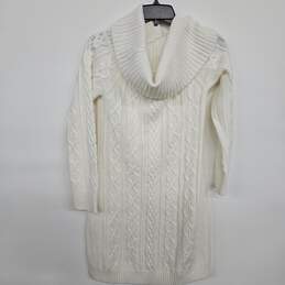 White Cowl Neck Sweater Dress
