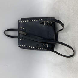 Womens Black Leather Pockets Adjustable Shoulder Straps Studded Backpack alternative image