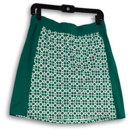 Women's Green White Printed Elastic Waist Pull-On Mini Skirt Size 8