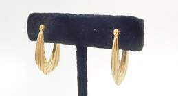 14K Yellow Gold Textured Hoop Earrings 2.1g