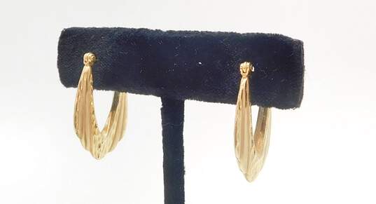 14K Yellow Gold Textured Hoop Earrings 2.1g image number 1