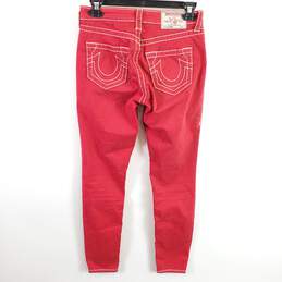 True Religion Women Red/White Stitched Jeans Sz 27 alternative image