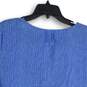 L.L.Bean Womens Blue White Short Sleeve Split Neck Blouse Top Size Large image number 4