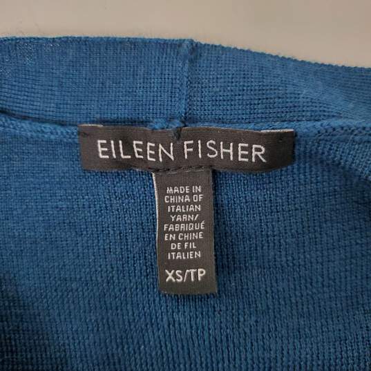 Eileen Fisher WM's 100% Superfine Merino Wool Teal V-Neck Sweater Size XS image number 3