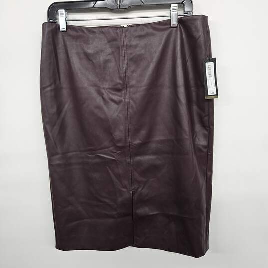 WORTHINGTON Bold Burgundy Leather Pencil Skirt image number 1