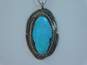 Southwestern Style 925 Sterling Silver Faux Turquoise Pendant On Box Chain Necklace & Ring 11.3g image number 2