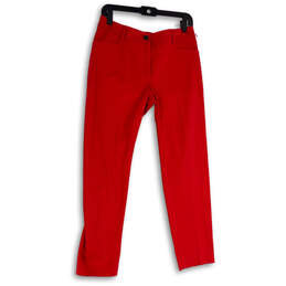 NWT Womens Red Stretch Slim Fit Skinny Leg Pockets Ankle Pants Size 4