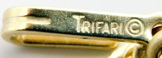 Vintage Crown Trifari Gold Tone Leaf & Faux Pearl Necklace 43.5g image number 5