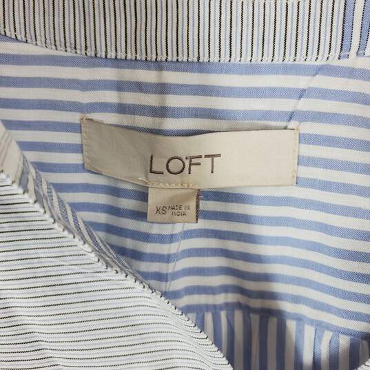 Loft Women Blue Stripe Long-sleeved Shirt Dress NWT sz XS image number 3
