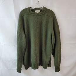 Men's XXL Dark Green Shetland Wool Long Sleeve Sweater