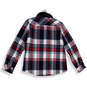 Womens Blue Red Plaid Flannel Collared Long Sleeve Snap Front Jacket Size S image number 3