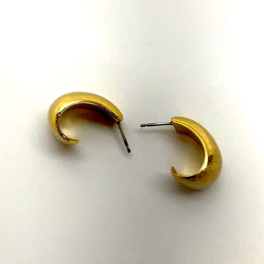 Designer Brighton Gold-Tone C Shape Glossy Stud Earrings image number 2