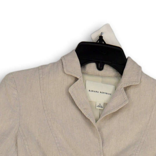 Womens Ivory Notch Lapel Pockets Long Sleeve Button Front Jacket Size 0 image number 3