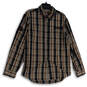 Mens Brown Black Plaid Spread Collar Long Sleeve Button-Up Shirt Size L image number 1