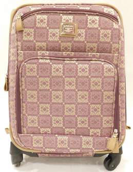 Liz Claiborne Purple & Beige Square Design Rolling Luggage Suitcase 22x14