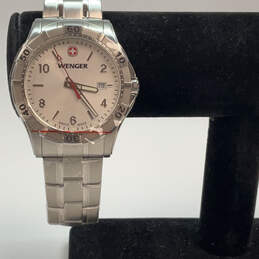 Designer Wenger Swiss Made Silver-Tone Stainless Steel Analog Wristwatch