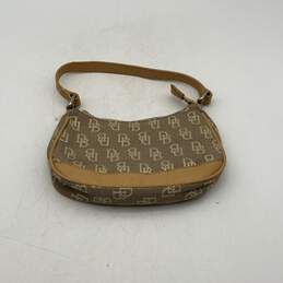 Dooney & Bourke Womens Brown Signature Print Zipper Pocket Shoulder Bag Purse