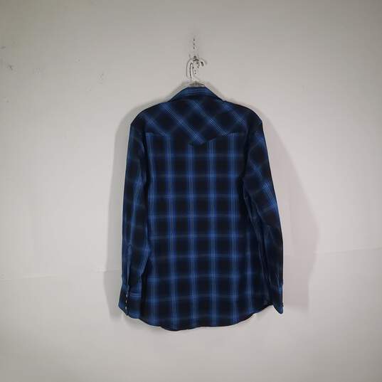 Mens Plaid Collared Long Sleeve Chest Pockets Snap Front Shirt Size Medium image number 2