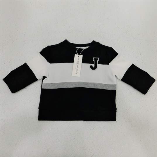 Black White Gray Color Block Letter J Monogram Baby Sweater NWT image number 5