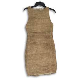 Alice & Olivia Womens Brown Scoop Neck Sleeveless Back-Zip Sheath Dress Size 4