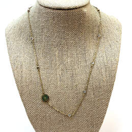 Designer Michael Kors Gold-Tone Link Chain Clear Rhinestone Charm Necklace