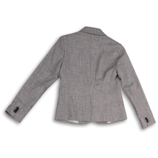 Womens Gray Long Sleeve Pockets Notch Lapel Single Breasted Blazer Size 2P image number 2