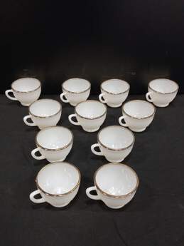 Bundle Of 11 Anchor Hocking White Sandwich White Gold Trim Punch Cups