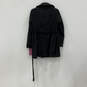 NWT Womens Black Long Sleeve Collared Belted Full Zip Trench Coat Size L image number 2