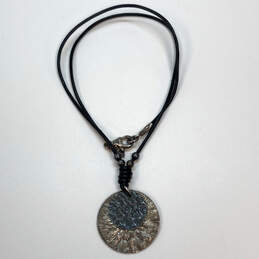 Designer Silpada 925 Sterling Silver Black Leather Pendant Necklace alternative image