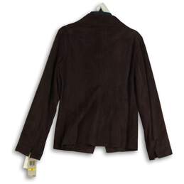 NWT Womens Brown Long Sleeve Notch Lapel Button Front Jacket Size M alternative image