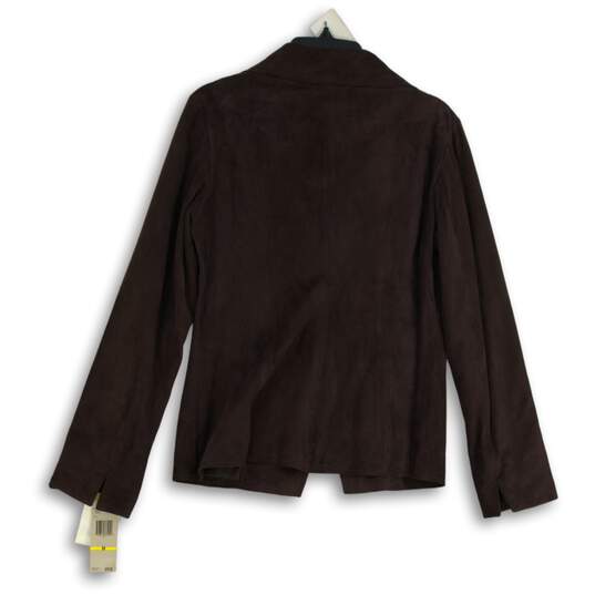 NWT Womens Brown Long Sleeve Notch Lapel Button Front Jacket Size M image number 2