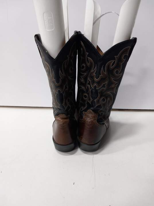 Tony Lama Men's Dark Brown/Black Leather Western Boots Size 9.5 image number 4