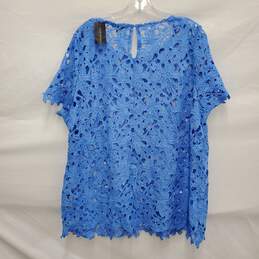 NWT Lane Bryant WM's Blue Crochet Lace Blouse Size 14