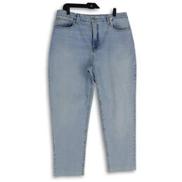 Womens Light Blue Denim 5-Pocket Design Skinny Leg Jeans Size 14