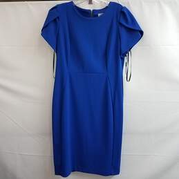 CALVIN KLEIN Tulip Sheath Sleeve Dress In Capri Blue Size 14