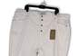 NWT Womens White Denim High-Rise Pockets Button Fly Skinny Leg Jeans Sz 37T image number 3