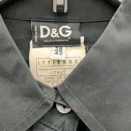 Dolce & Gabbana Womens Black Long Sleeve Pointed Collar Button-Up Shirt Sz 28x42 alternative image
