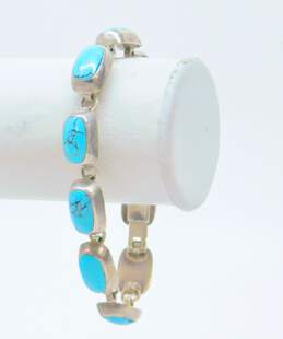 925 Faux Blue Stone Link Bracelet 30.3g
