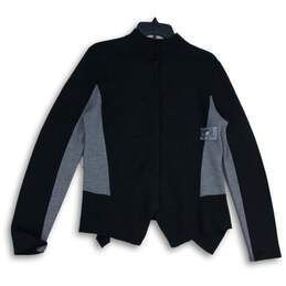 Rachel Roy Womens Black Gray Mock Neck Long Sleeve Snap Front Jacket Size L