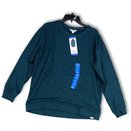 NWT Womens Blue Long Sleeve Relaxed Fit Pullover Sweatshirt Size Large