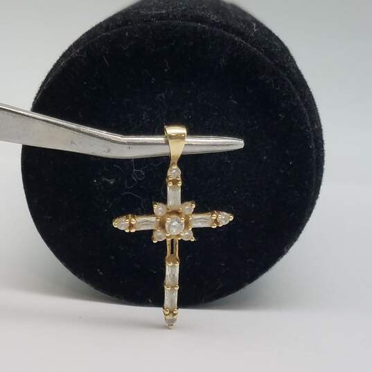 10k Gold Cubic Zirconia Cross Pendant 1.6g image number 1
