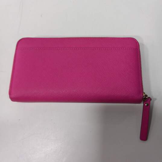 Kate Spade Pink Saffiano Leather Zip Around Wallet Clutch image number 3