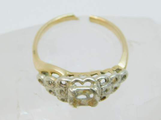 10K White & Yellow Gold Ring Setting For Repair 2.1g image number 3