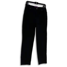 Womens Black Denim Dark Wash Stretch Pockets Straight Leg Jeans Size 8