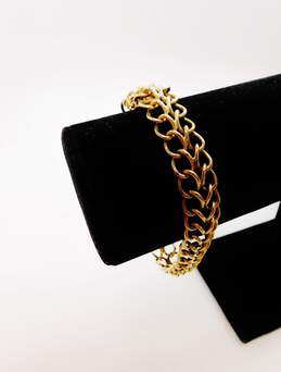 Vintage 14K Yellow Gold Double Curb Chain Bracelet 30.1g alternative image