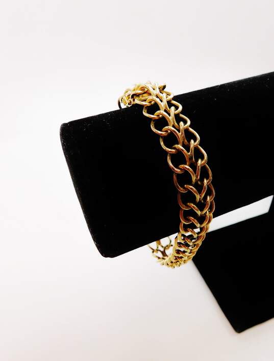 Vintage 14K Yellow Gold Double Curb Chain Bracelet 30.1g image number 2