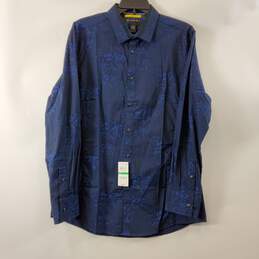 International Concepts Men Blue Button Up Dress Shirt NWT sz L