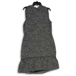 NWT Womens Black White Polka Dot Sleeveless Ruffle Hem A-Line Dress Size 14 alternative image